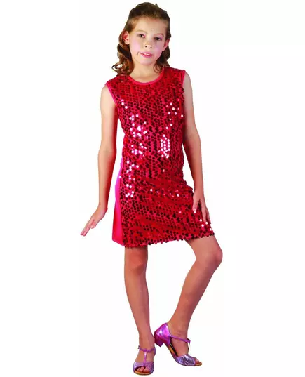 Rødt paljett discojentekostyme, Størrelse: 10–12 år (130–140 cm)
