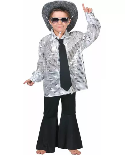 Boys' silver disco shirt, Size: 14 years (164 cm)