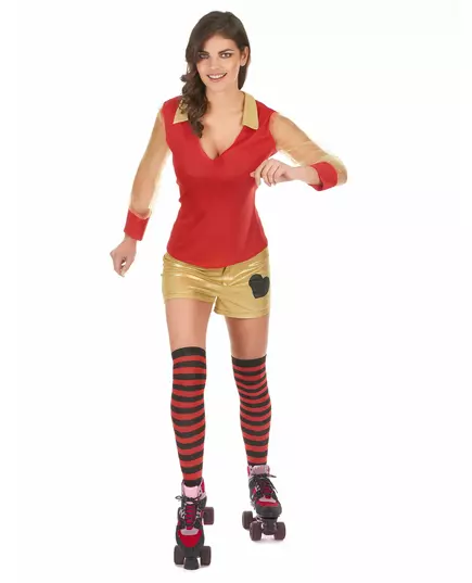 Gold and red 80s costume for women, Size: Medium