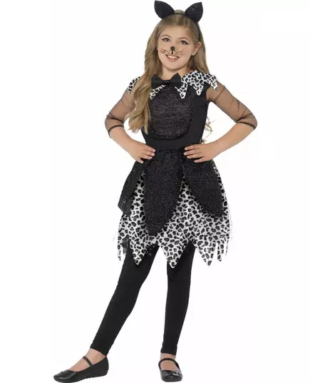 Flekkete kattkostyme til jenter, Størrelse: 7–9 år (130/143 cm)
