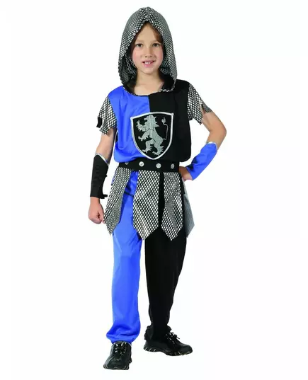 Blått og svart ridderkostyme til gutter, Størrelse: 10–12 år(130–140 cm)