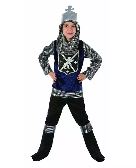 Midnattsblått ridderkostyme til gutter, Størrelse: 7–9 år (120–130 cm)