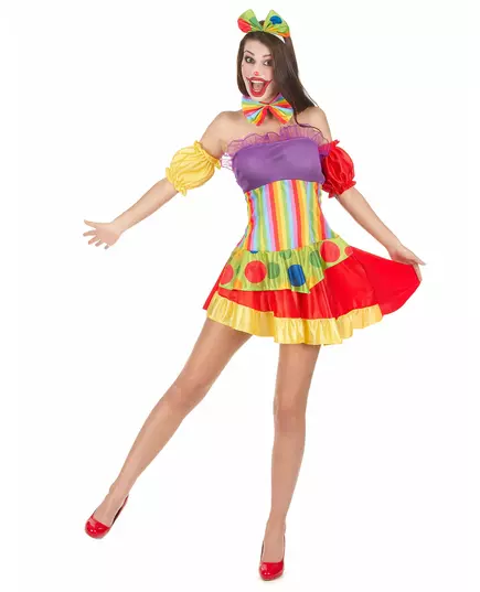 Women's colorful clown costume, Size: M/L