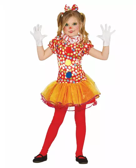 Multicolored clown costume with tutu for girls, Size: 5-6 years