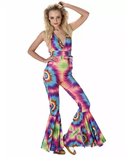Psykedelisk hippie-jumpsuit til dame, Størrelse: Medium