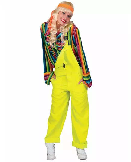 Fluorescerende gul jumpsuit-kostyme for voksne, Størrelse: Medium
