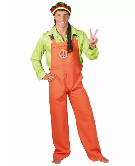 Fluorescerende oransje jumpsuit-kostyme for voksne, Størrelse: Small