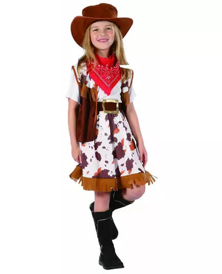 Western cowboy-kostyme til jenter, Størrelse: 13–14 år (140–152 cm)