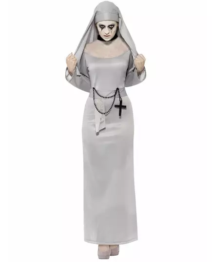 Halloween nonne spøkelseskostyme for kvinner, Størrelse: Medium