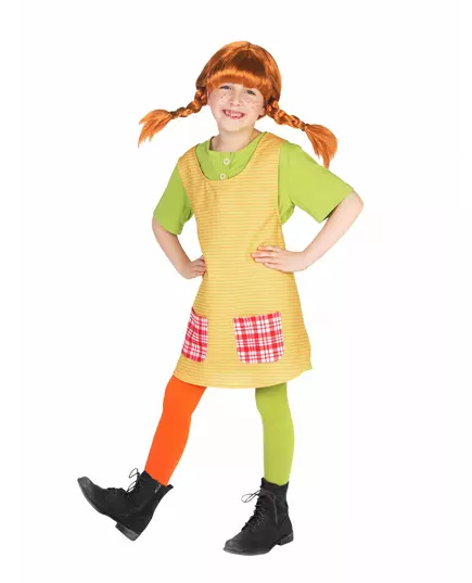 Pippi Langstrømpe-kostyme til jenter, Størrelse: 9–10 år (134–140 cm)
