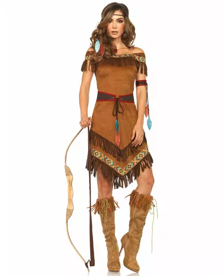 Women's faux suede Indian costume, Size: Medium/Large (42-44)