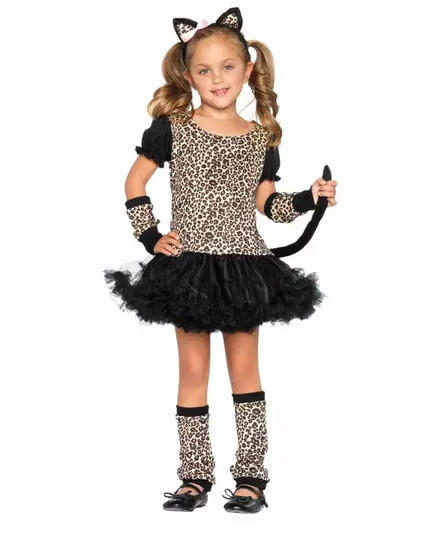 Leopardkostyme til jenter, Størrelse: 7–10 år (122–128 cm)
