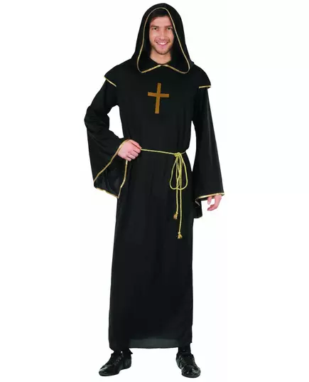 Black and gold monk costume for men, Size: Large