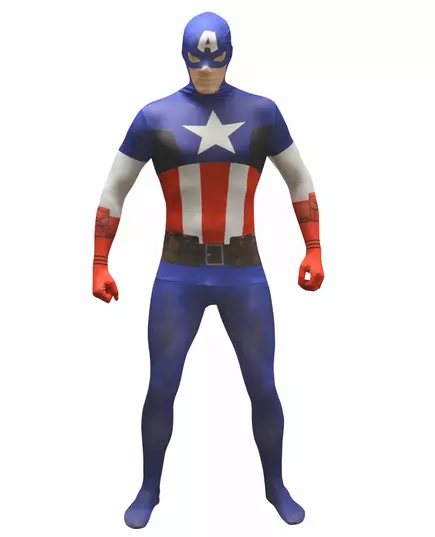 Klassisk Captain America Morphsuit-kostyme for voksne, Størrelse: Medium (maks 160 cm)