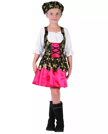 Piratkostyme med gullmønstre til jenter, Størrelse: 10–12 år (130–140 cm)