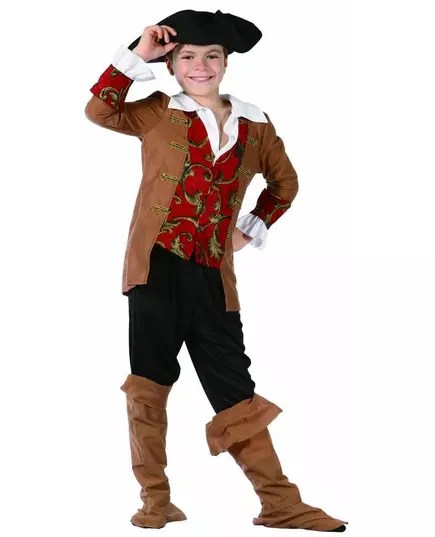 Brown and black pirate costume for boys, Size: 7-9 years (120-130 cm)