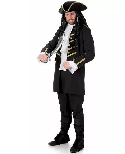 Black and gold pirate costume for men, Size: Large
