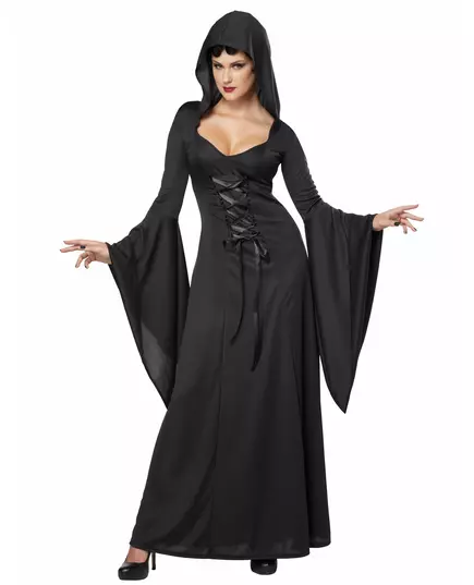 Svart heksekostyme til dame til Halloween, Størrelse: X-Small (36/38)