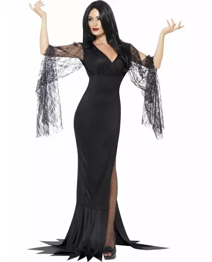 Halloween-heksekostyme med svart blonde til dame, Størrelse: Medium