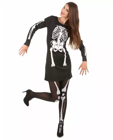Halloween-skjelettkostyme til kvinner, Størrelse: X-Small