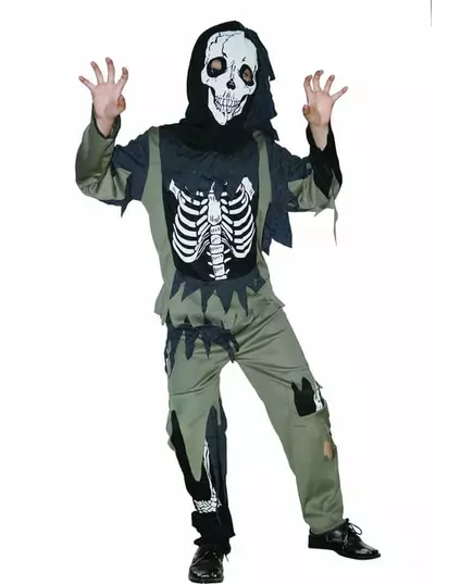 Children's zombie skeleton costume, Size: 7-9 years (120-130 cm)
