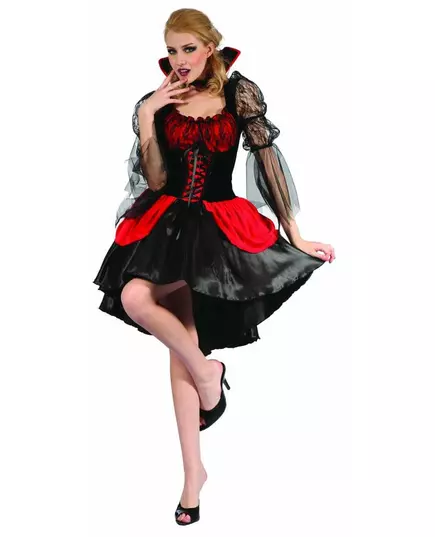 Sexy rødt vampyrkostyme for kvinner, Størrelse: Medium