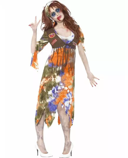 Hippie zombie costume for women for Halloween, Size: Large