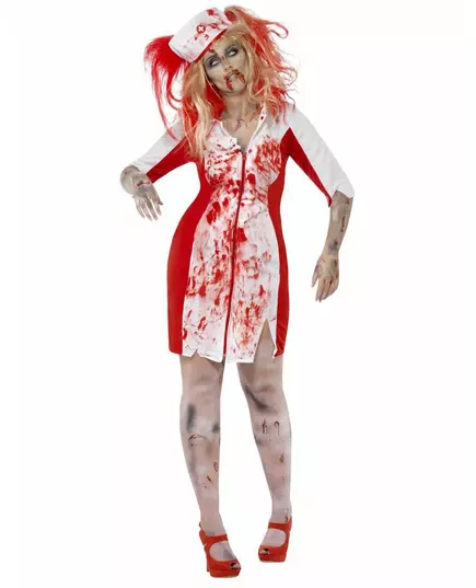Pluss størrelse zombie-sykepleierkostyme til dame til Halloween, Størrelse: XXX-Large