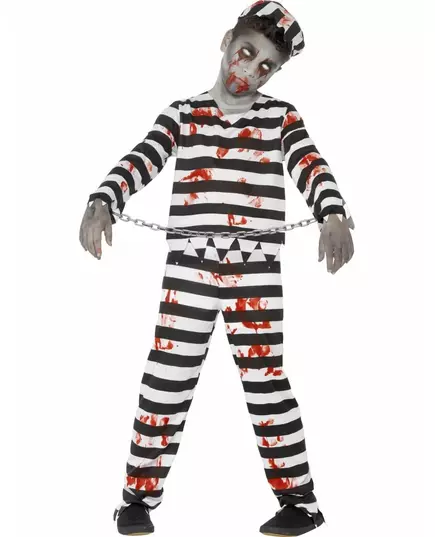 Zombiefangekostyme til gutter Halloween, Størrelse: 10–12 år (145/158 cm)