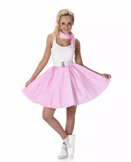 Women's light pink 50s polka dot costume, Size: X-Large