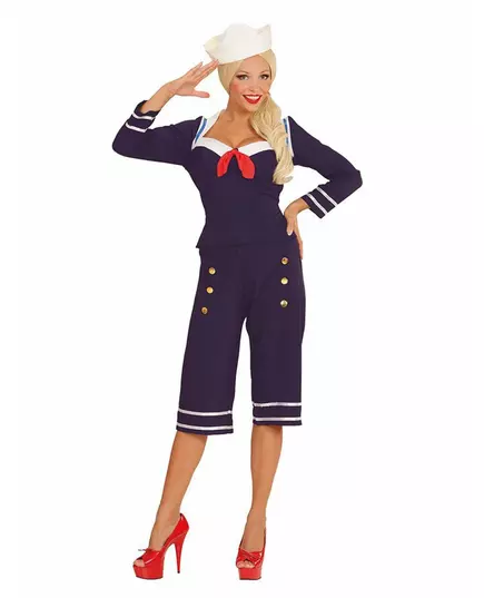 Pin-up sjømannskostyme for kvinner, Størrelse: Large