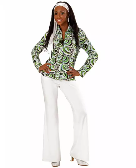 Women's 70s groovy waves shirt, Size: L/XL