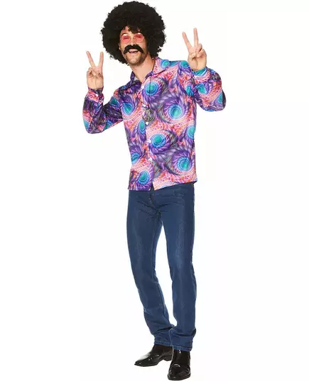 Psykedelisk hippieskjorte for menn, Størrelse: X-Large