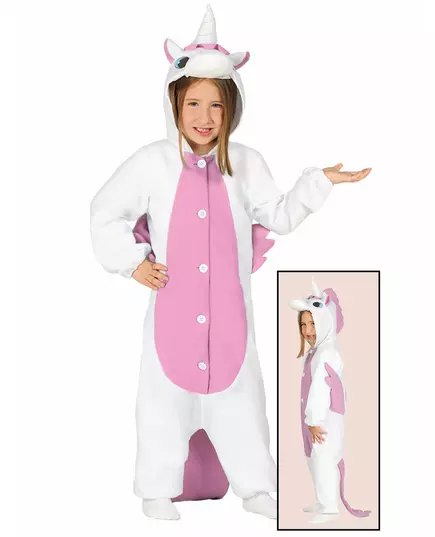 Hvit og rosa enhjørningsjumpsuit til barn, Størrelse: 9 år (125–135 cm)