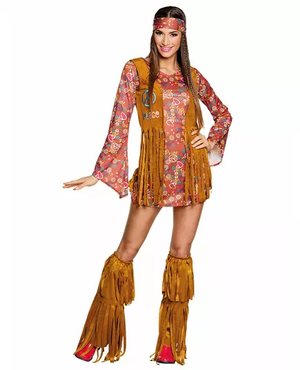 Peace Hippie Fringed Costume for Women, Size: X-Large