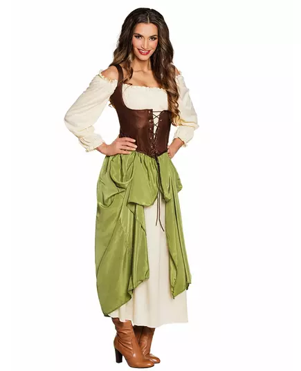 Green tavern keeper costume for women, Size: X-Large