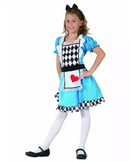 Alice i Eventyrland-kostyme til jenter, Størrelse: 7–9 år (120–130 cm)