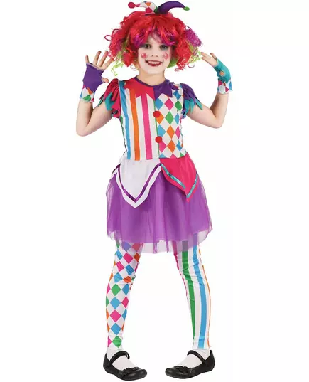 Colorful harlequin costume for girls, Size: 10-12 years (130-140 cm)