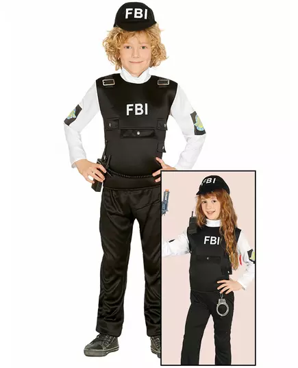 FBI-kostyme til barn, Størrelse: 9 år (125–135 cm)