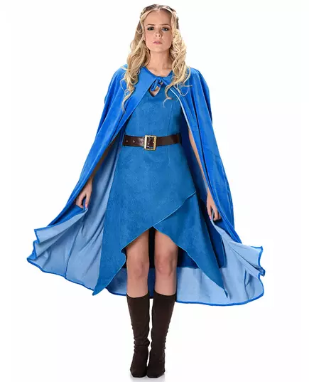 Women's blue medieval warrior costume, Size: X-Large