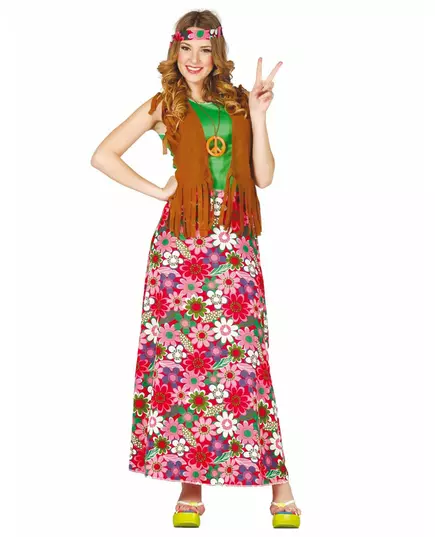 Glad hippie-kostyme for kvinner, Størrelse: Large (42-44)