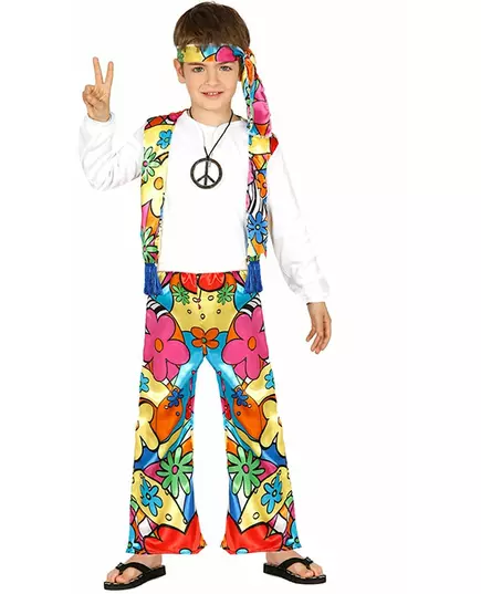 Barnas hippiekostyme med store blomster, Størrelse: 9 år (125–135 cm)