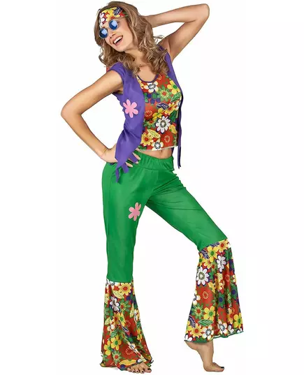 Hippie blomsterkraftkostyme for kvinner, Størrelse: Medium