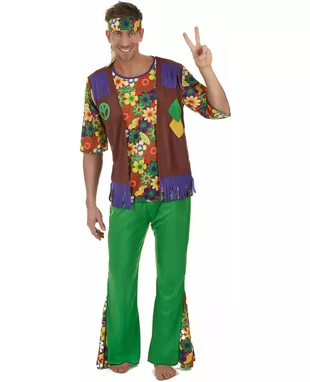 Hippie blomsterkraftkostyme for menn, Størrelse: Medium