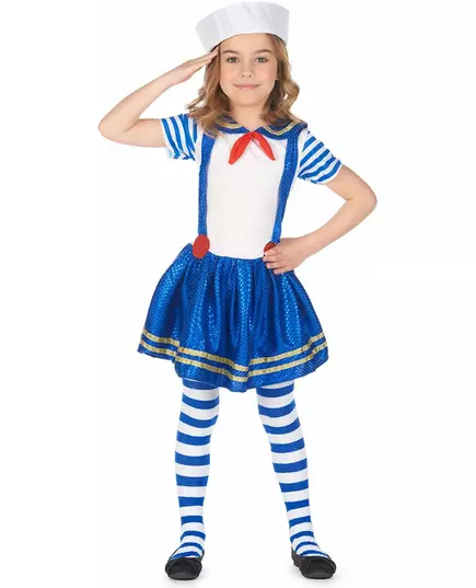 Shiny sailor costume for girls, Size: 4-6 years (110-120 cm)