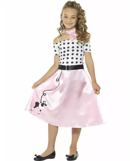 50s Miss Girly Costume for Girls, Size: 12-14 years