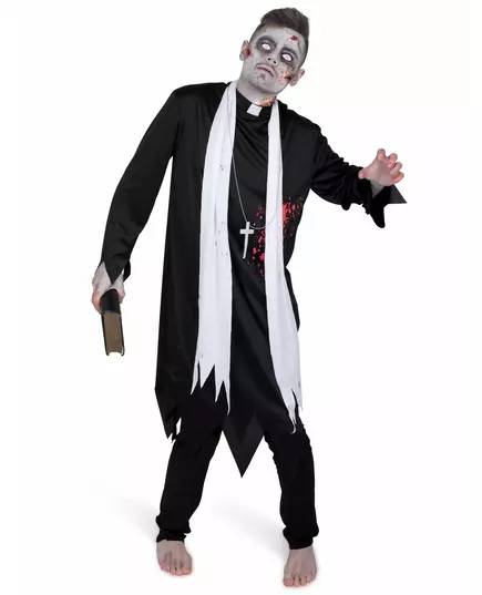Zombiprestkostyme for menn, Størrelse: X-Large