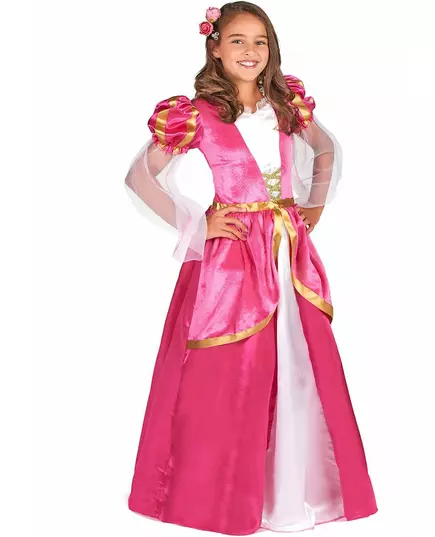 Rosa middelalderprinsessekostyme til jenter, Størrelse: 4–6 år (110–120 cm)