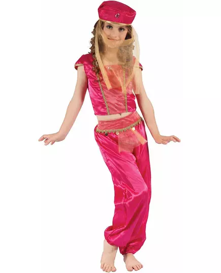 Pink and gold oriental dancer costume for girls, Size: 7-9 years (120-130 cm)