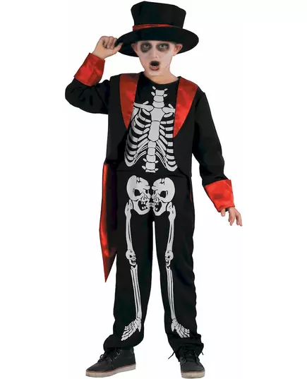 Chic skeleton costume for boys, Size: 7-9 years (120-130 cm)